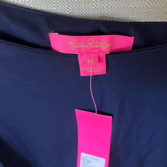 Lilly Pulitzer NWT Maisel Long Balloon Sleeve Top w Gold Buttons, Navy, M - Picture 5 of 8